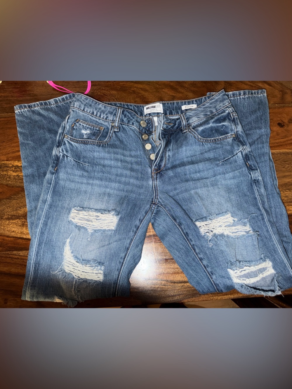 William Rast Distressed Boyfriend Jeans in Medium Blue
